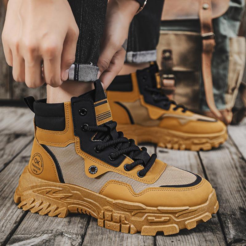 Fashion High Quality Men Desert Boots Safty&Work Shoes Outdoor Non Slip Damping Platform Mountaineering Shoes British Men's Ankle Boots