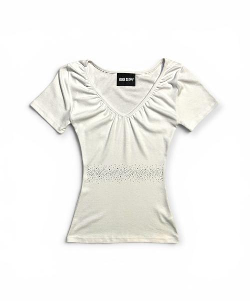 Bonseullipi Crystal Line V Shirring Tee (Ivory)