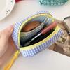Mini Plaid Makeup Bags Headphone Key Lipstick Storage Bag Minimalist Checkered Cosmetic Bag Makeup Pouch Small Zipper Coin Purse