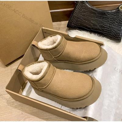Winter Warm Snow Boots Women Platform Non-slip Ankle Boot Luxury Retro Thick Brown Party Home Short Boots No Zipper Shoes