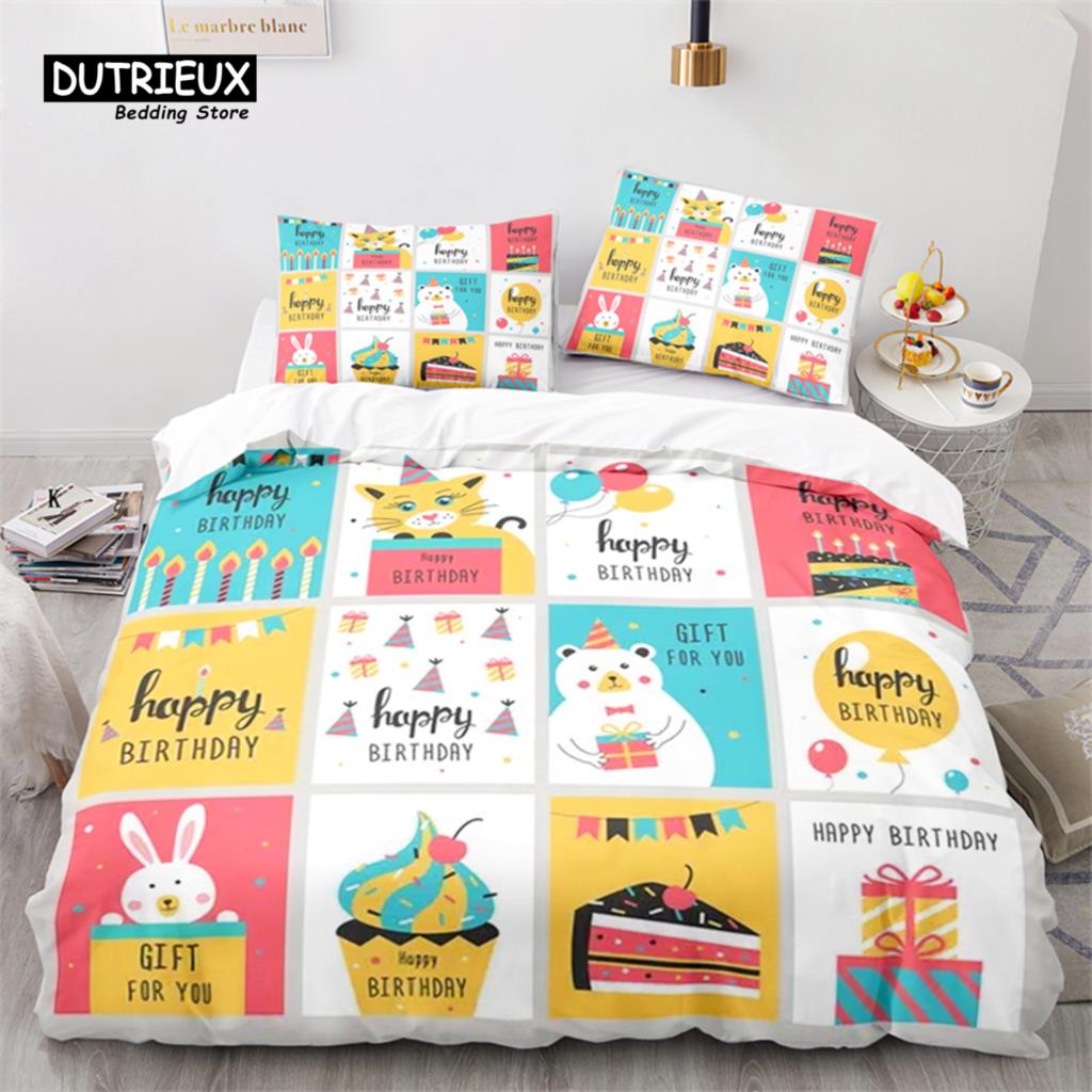 Cartoon Animal Duvet Cover King Twin For Kids Girls Boy Teen Kawaii Dinosaur Dog Comforter Cover Microfiber 3D Print Bedding Set