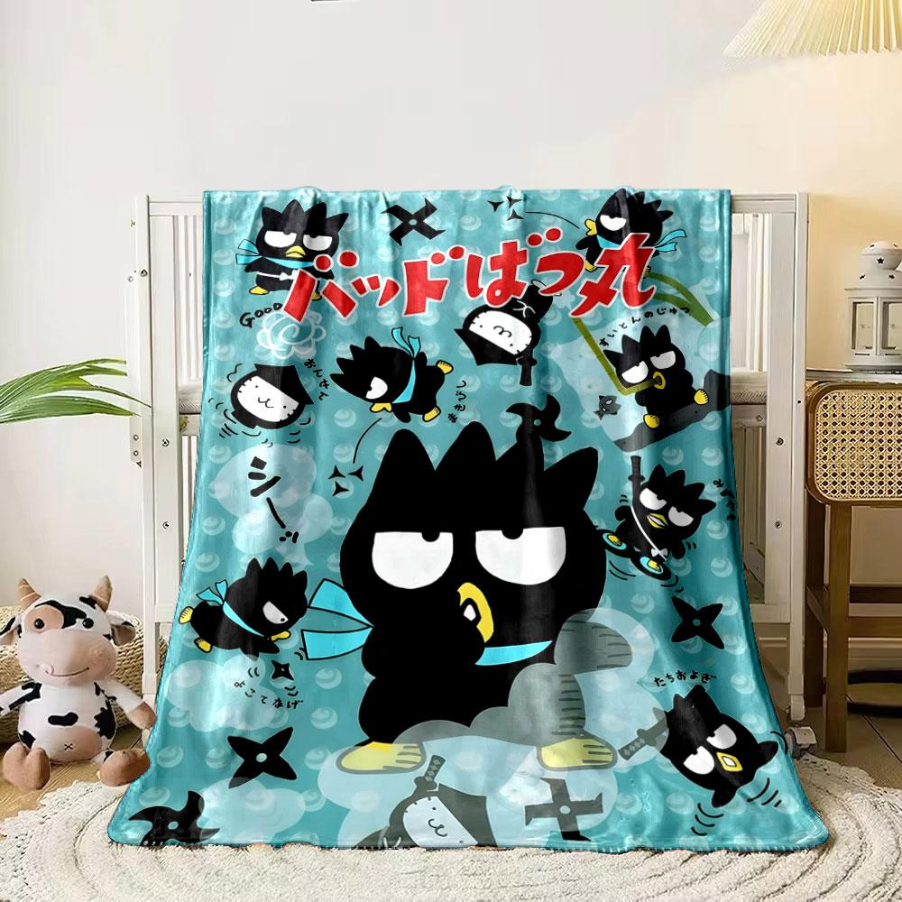 

Cartoon penguin ninja theme with shurikens, swords, and Japanese text. for all seasons blanket lunch break throw gift 80cm x 120cm
