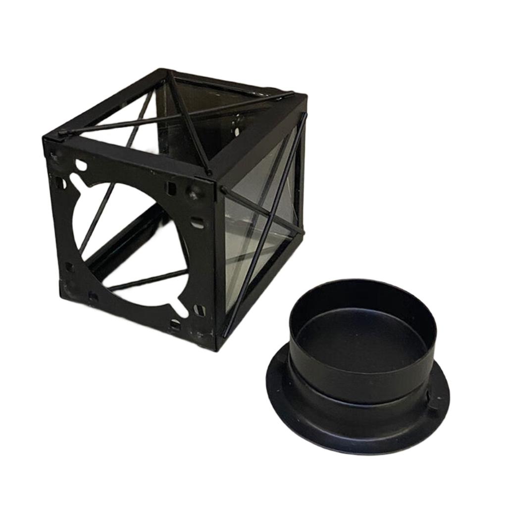 Farmhouses Iron Candle Holders Retro Hanging Decoration Lanterns With Clear Glass Panel For Patios Garden Or Home Decors