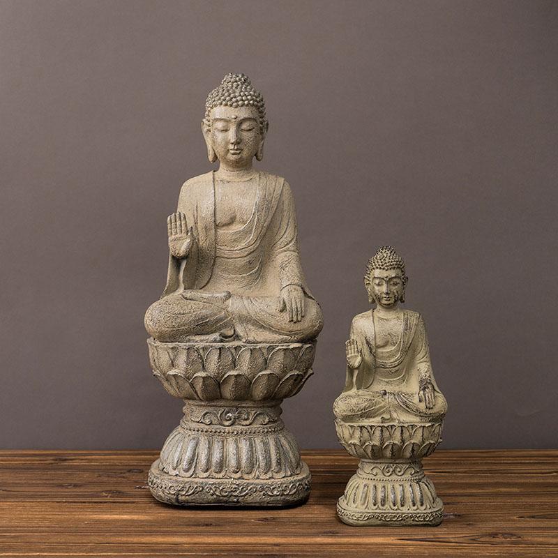 Chinese Zen Buddha Statue Decoration Home Living Room Porch Tea Room Southeast Asian Decorative Resin Crafts Decoration