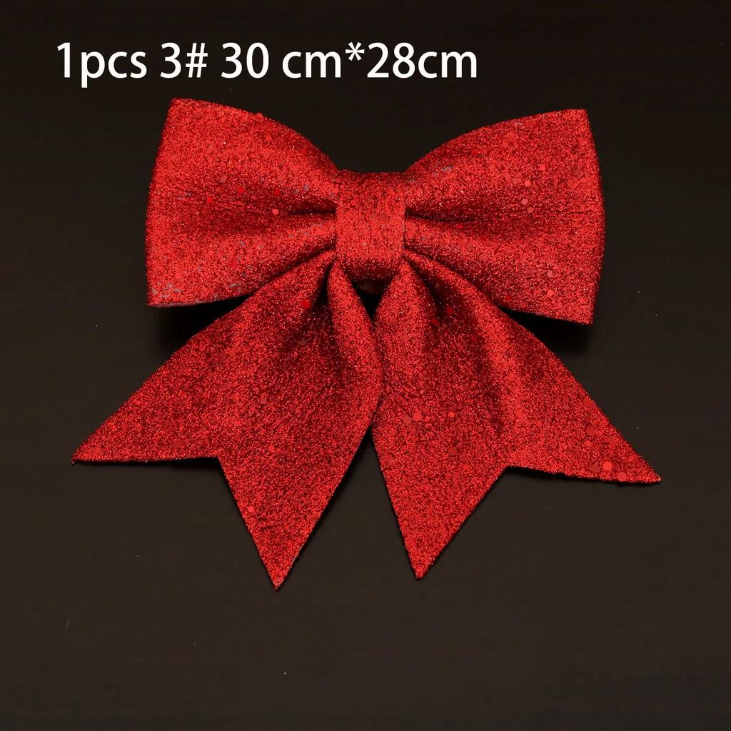 1/2Pcs Christmas Bows Hanging Decorations For Christmas Tree Diy Gold Silver Red Bowknot Pendant For Xmas Wreath New Year