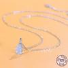 Classic Minimalist 925 Sterling Silver White Waterdrop Chain Pear Cut Single Zircon Pendant Necklace for Girl Daily Fine Jewelry
