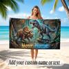 Dinosaur Theme Quick Dry Beach Towel Custom Name Text Print Large Sand Resistant Towel Beach Vacation