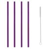 4 Straight Reusable Drinking Straws Metal Stainless Steel Eco-Friendly 10.5in, With 1 Cleaning Brush