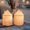 Ceramics Candlestick House Shaped Candle Cup Perfect for Wedding Party Home Decoration Ceramic DIY Candles Holder