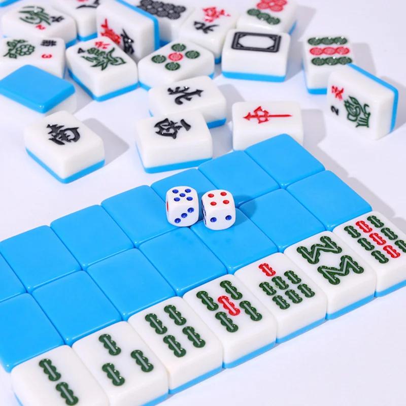 24/26/30mm Mini-Mahjong Brettspiel Tragbares Reiseset 144 Teile Chinesisches Mahjong Klassisches Traditionelles Chinesisches Familien-Tischspiel