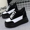 2025 Spring New Mixed Color Shoes 10CM Women's Shoes with Thick Bottom Height Increase All-match Slim Black Casual Sports Shoes