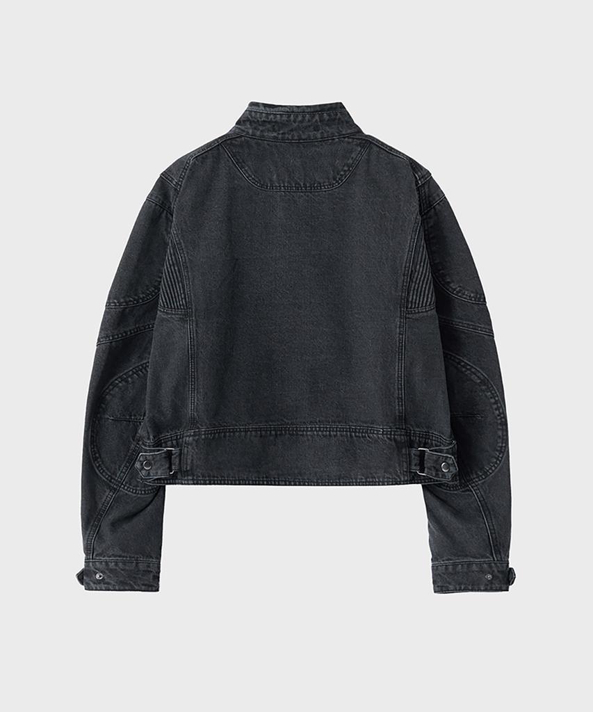 The Anti Platform Oversized Crop Rider Denim Jacket (Black)