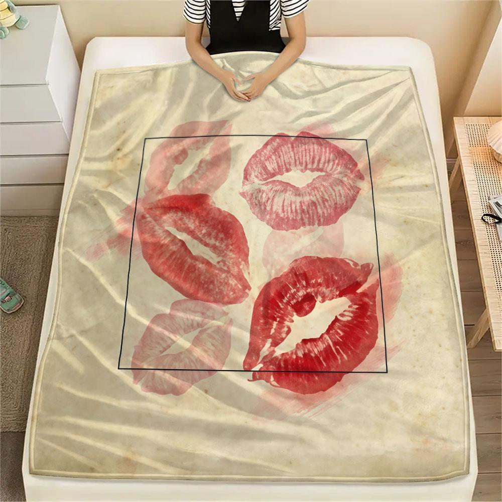 1PC Heart Graphic Print Flannel Blanket Lightweight and portable for Lunch Break Warmth and Comfort Birthday Gifts Ideal Gift