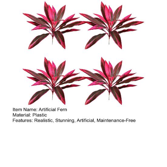 Large Realistic Artificial Fern Dragon's Blood Tree Plants, UV Resistant Fake Ferns with Pink Purple Leaves for Outdoor Garden, Patio, Wedding,