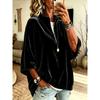 Women Velvet Top V Neck Long Sleeve Loose Fit Soft Fabric