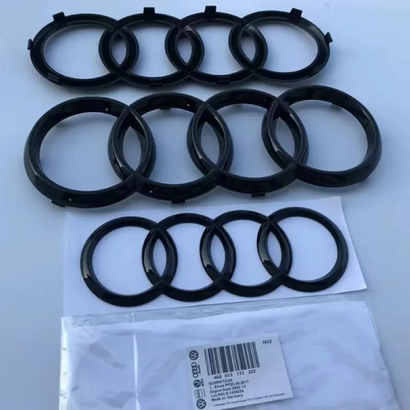 Audi 4Ring ABS Car Hood Front Bonnet Grill Rear Trunk Emblem Black/Silver Logo Badge Sticker For A3 A4 A5 A6 A7 Q2 Q3 Q5 Q8 TT