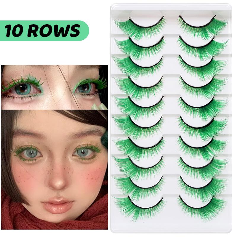 Bunte gefälschte Wimpern Halloween Make-up-Produkte Blau Rot Rosa falsche Wimpern Verlängerung farbige Wimpern Augen Make-up Cosplay