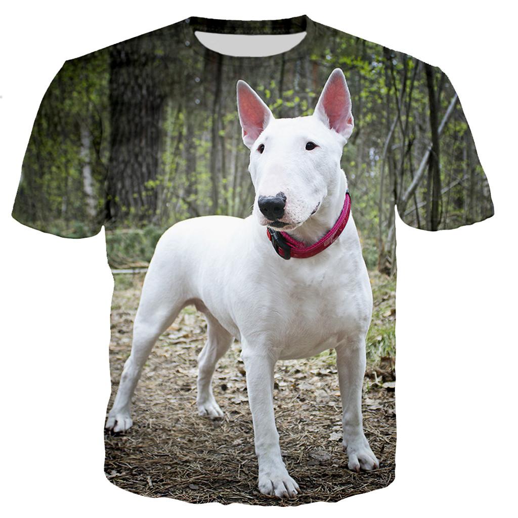 Funny Bull Terrier 3d Print Cute Dog Pattern Men Ladies Kids Harajuku T Shirt Street Breathable Lightweight Summer Sports Top