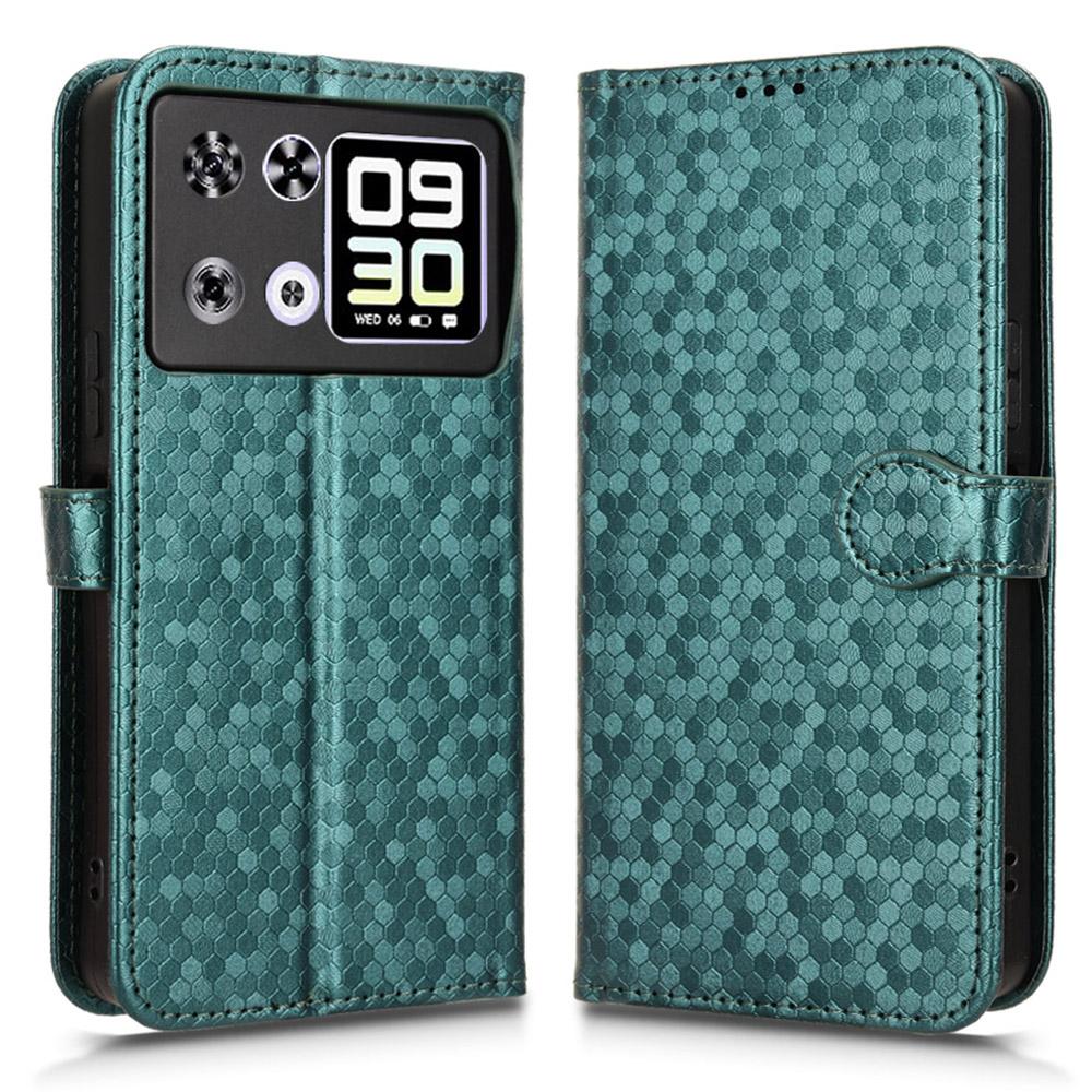For Cubot P90 Wallet Case Dot Pattern Imprint PU Leather Phone Cover with Wrist Strap