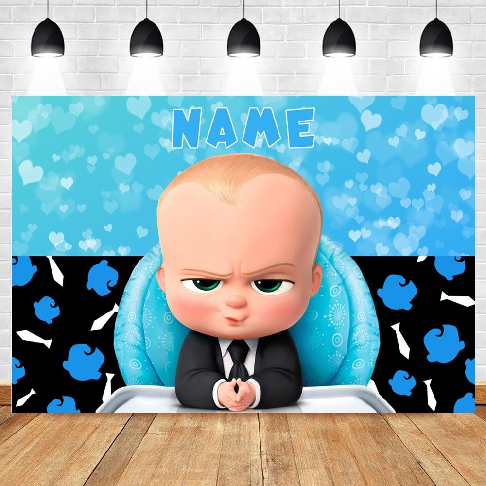 Boss Baby Thema Achtergrond Meisje Jongen Verjaardagsfeest Kinderkamer Decoratie Fotografie Achtergrond Gepersonaliseerd Naam Poster Banner