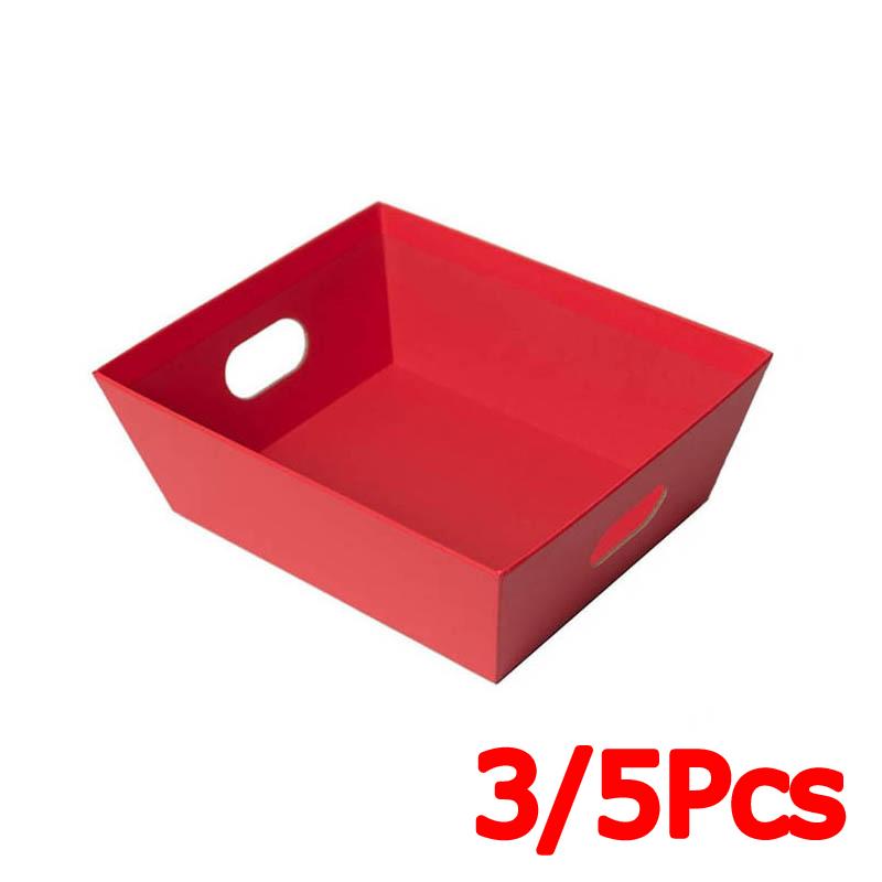 

3/5 шт. Хранение украшений, Подарочные корзины для вечеринок, Пасха, Однотонные, День рождения, Бумажный материал с ручкой, Праздничные подарки 25x17x9см 3pcs красный