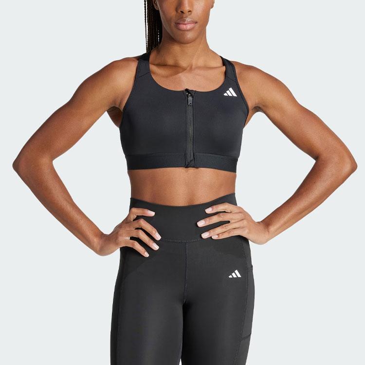 Adidas Powerreact Medium-Support Zip Bra Women Sports Bra Black IX4939
