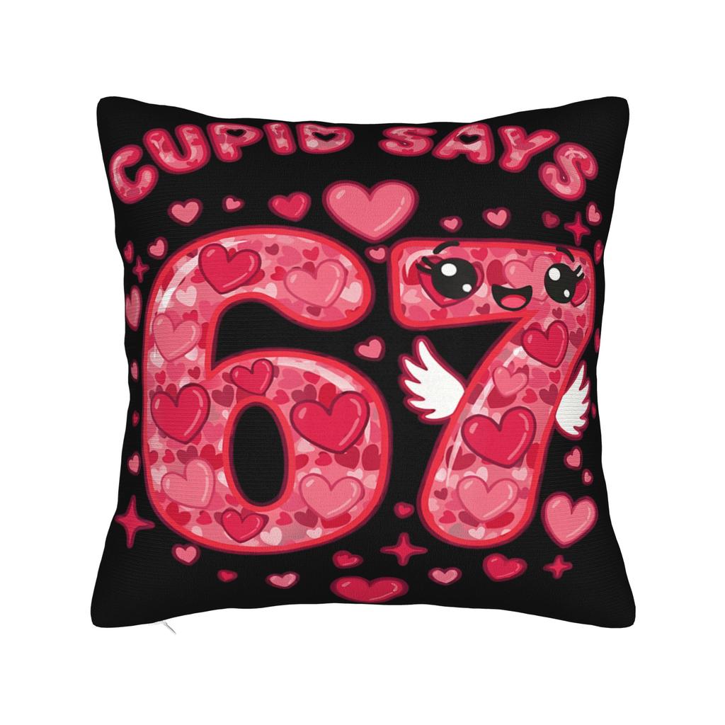 67 Meme Six Seven Valentine Heart Pillow Cover Novelty Pillow Case For Sofa Home Decoration Soft Pillowcases Gift