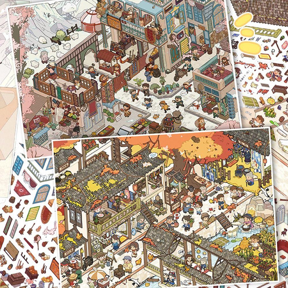 Kawaii Design Landscape Sticker Special Economic Zone DIY Design DIY Pocket Scene Festival Theme 3D City Sticker