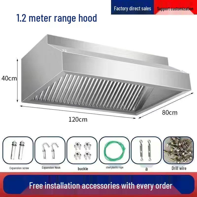 Heavy-Duty Stainless Steel Range Hood Fan for Commercial Kitchens