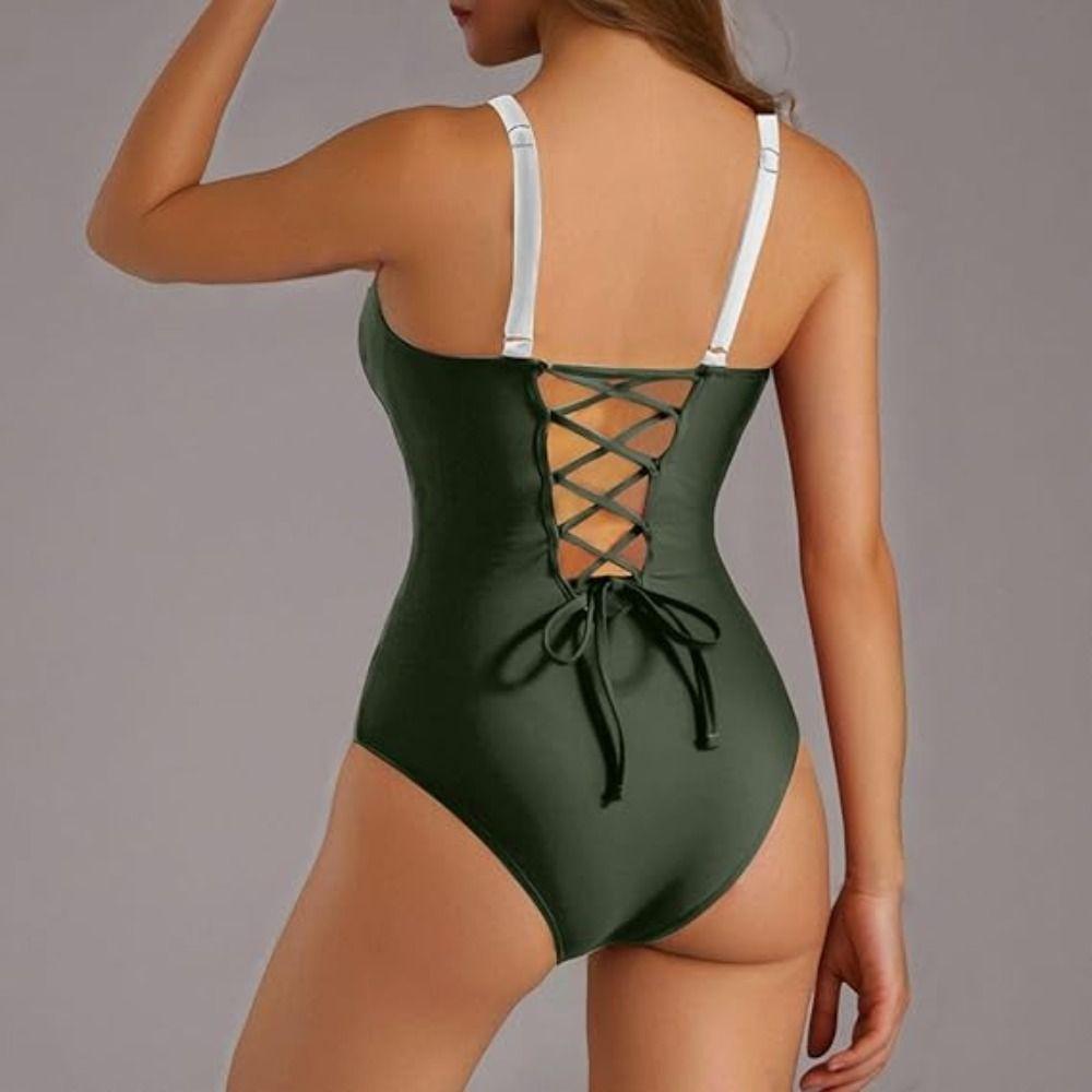 Hollow Bodysuit Swimsuit Slim Fit Jumpsuit Bikini Simple Bathing Swimwear  Beach