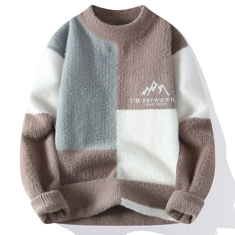 

Hot Sale, Men s Fashion Personality Pattern Crew Neck Sweater, Casual Pullover Warm Knitting M