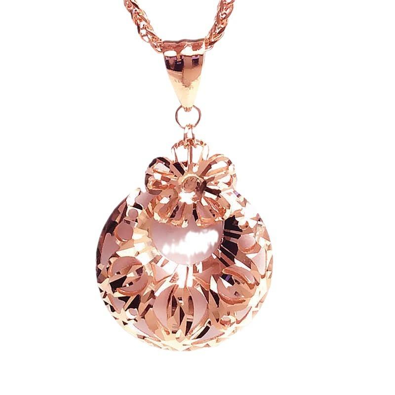 Exquisite Russian Purple Gold Flower Pendant, Rose Gold Plated, Shiny Hollowed Out, Exquisite Personality, High-End Colored Gold Necklace