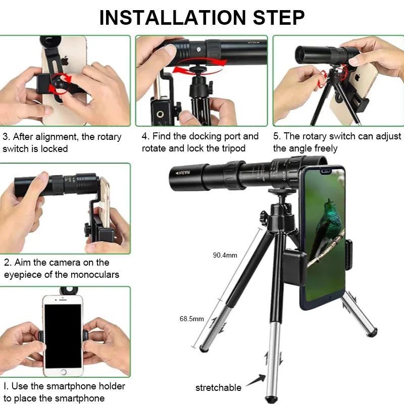 Powerful Binoculars Long Range Metal 10-300x Zoom HD Professional Telescope Monocular for Hunting