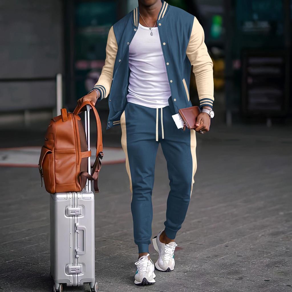 2025 Autumn Men's Loose Baseball Jacket & Trousers Casual Sports Suit