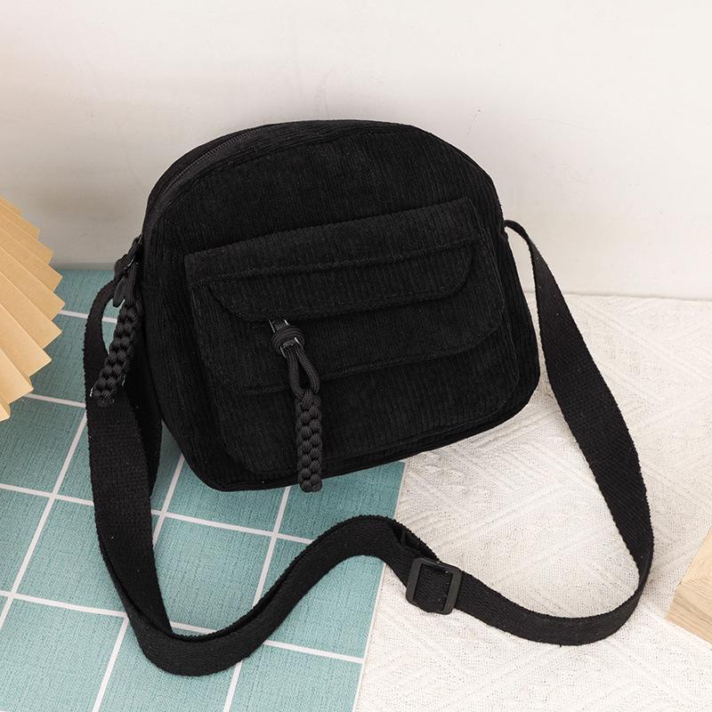 Hot-selling products, striped velvet shoulder messenger bag, corduroy small backpack, men's and women's trendy bags are versatile.