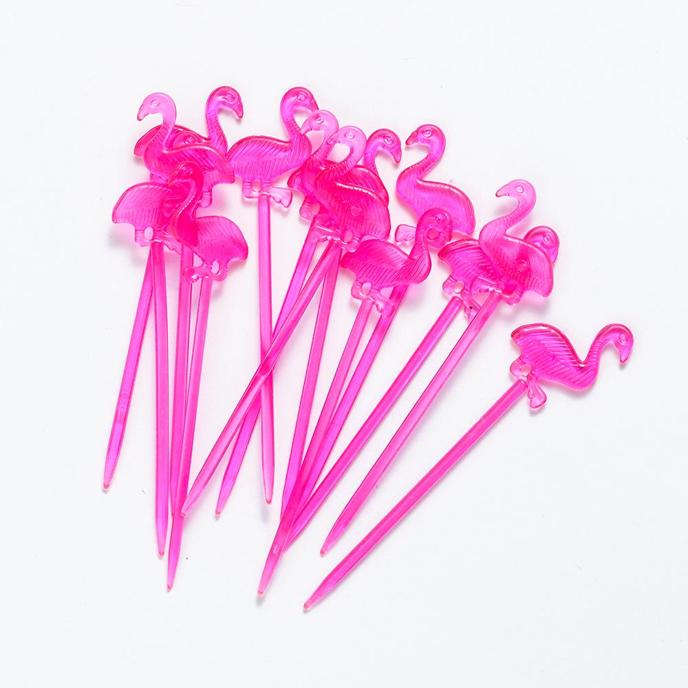 Flamingo Fruit Pick Forks - Reusable Plastic Pastry & Fruit Needles