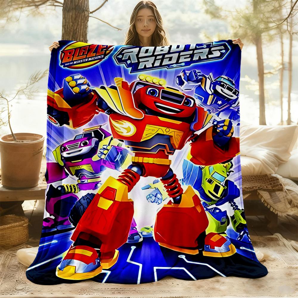 1pc Blaze and the Monster Machines Outdoor Blanket Lightweight Flannel, All Season Use for Sofa, Outdoor, Camping, Living Room, Office, Chair