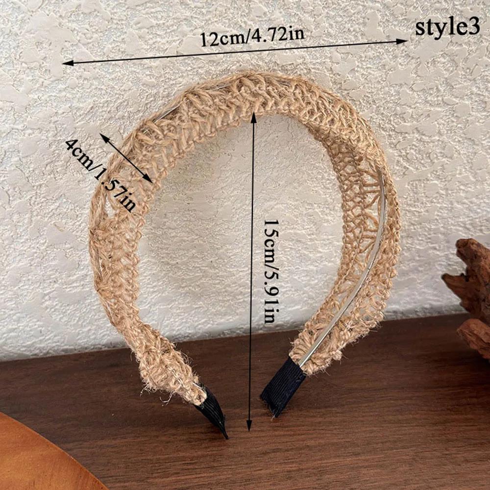 Beach Style Straw Headband Bohe Hair Band Weaving Cross Hair Hoop Summer Women Hairband Wide-Brimmed Headwear Hair Accessories