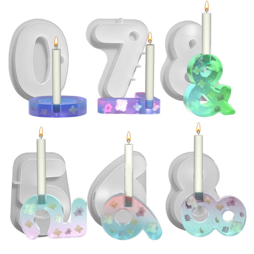 DIY Numbers Candlestick Silicone Mold Candle Holder Gypsum Resin Mold Handmade Epoxy Resin Casting Home Desktop Decor