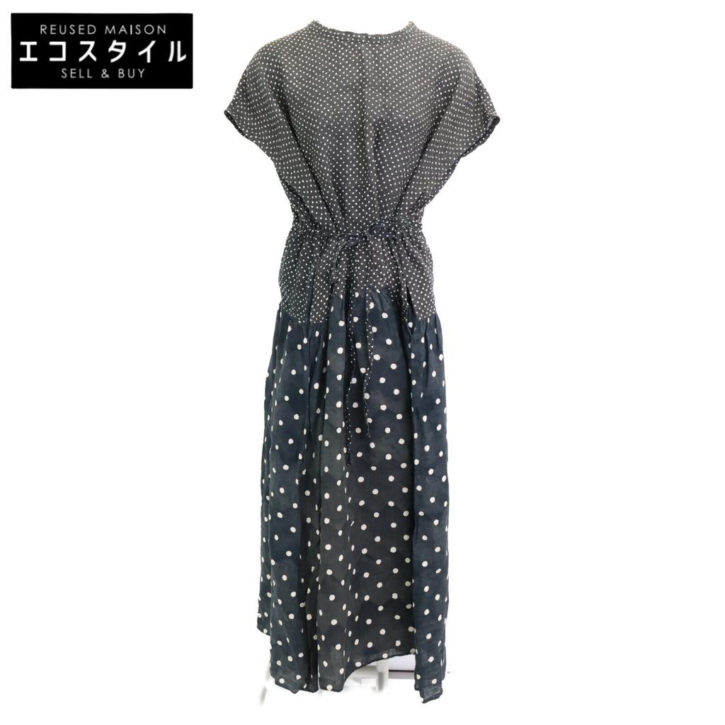45R [/24Stainless Steel] 70650392 Linen Dot Print Dress/ Dress 00 khakiUsed