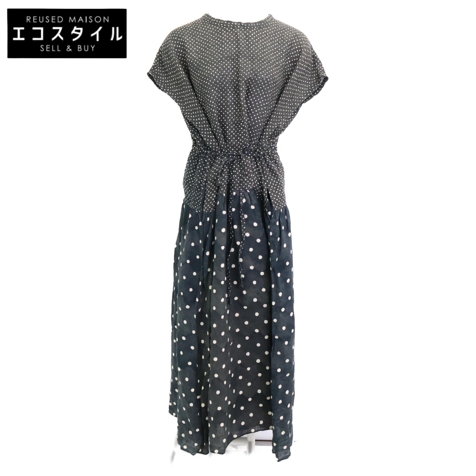 

45R [/24Stainless Steel] 70650392 Linen dot print dress/ dress 00 khakiUsed