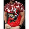 Herren Weihnachts-T-Shirt mit Weihnachtsmann & Schneemann Print, Festliches Oberteil, Lustiges Freizeit-T-Shirt, Perfektes Geschenk für den Weihnachtswichtel