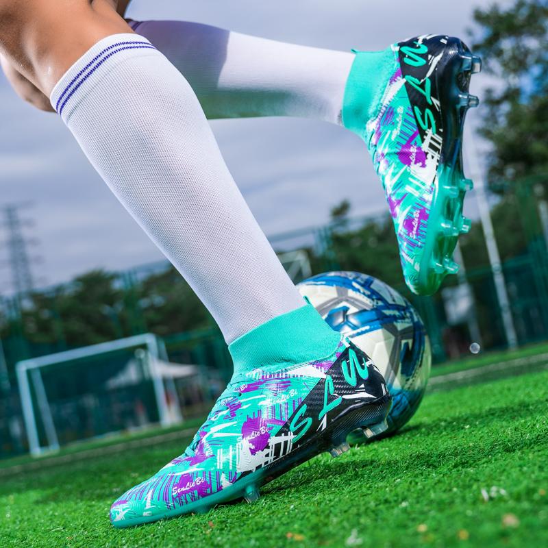 34-46 Men's High-top Football Boots Outdoor Long Spikes Sports Football Boots Large Size Youth Sports Children's Football Boots