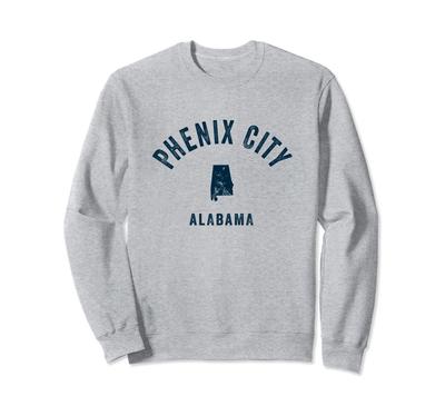 Phenix City Alabama AL Vintage 1970er Sportdesign Marineblau Print Sweatshirt