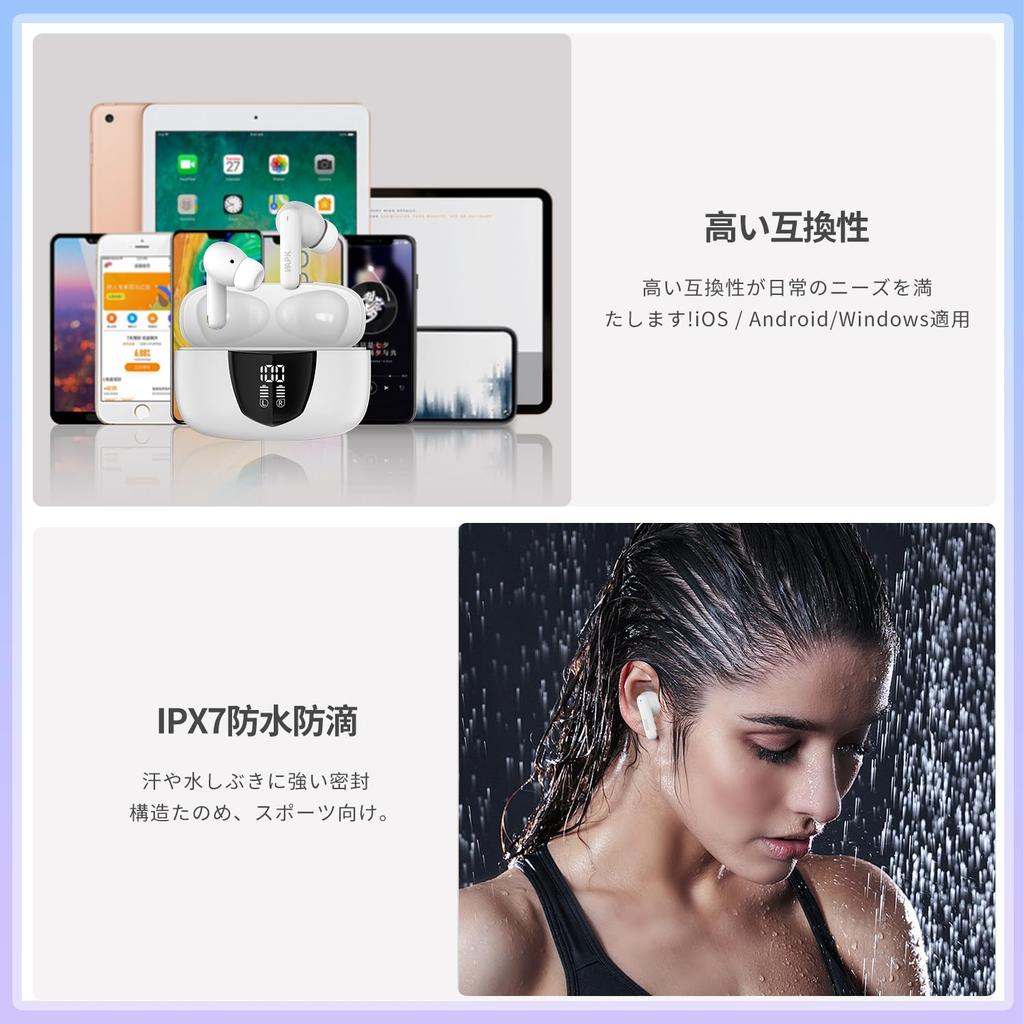 Wireless Bluetooth Earbuds with Noise LED Battery Level Automatic Bluetooth Fast Sound Compatible with Perfect for Business Delivery and Calling ENC,