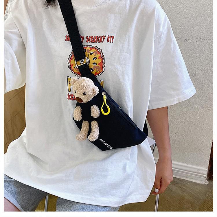 

2025 Trendy Cartoon Canvas Crossbody Waist Bag for Women – Cute Dumpling Shape Chest Bag чорний