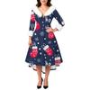 Women's Fashion Elegant Autun And Winter Long Sleeve V-Neck Christmas Print Dress