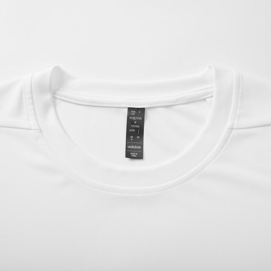 adidas Nadruk z logo Jednolity kolor Outdoor Casual Szybkoschnący Oddychający T-shirt z krótkim rękawem Unisex Top Biały JJ0620