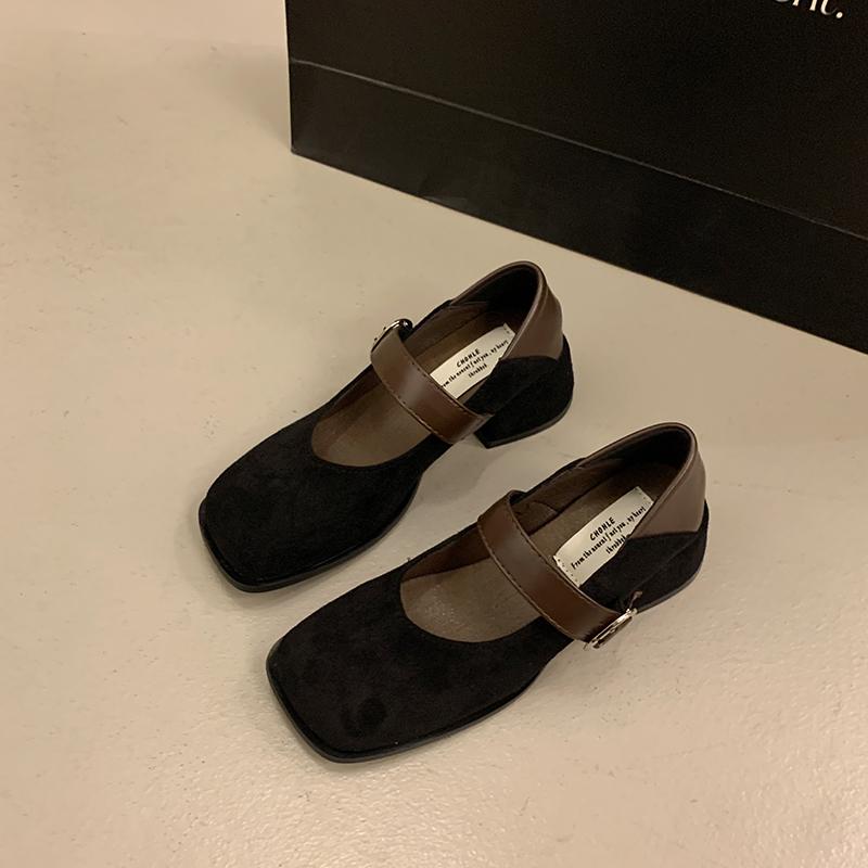 Fashion Vintage Square Toe Thick Heel Women Mary Jane Shoes Street Style Cosy Leopard Print Party Dress Female Pumps New Spring Autumn