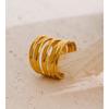 Eetit Size 7.5 Stainless Steel Layered Wide Open Ring 18K Gold Color PVD Plated Geometric Charm Finger Fashion Jewelry Wholesale